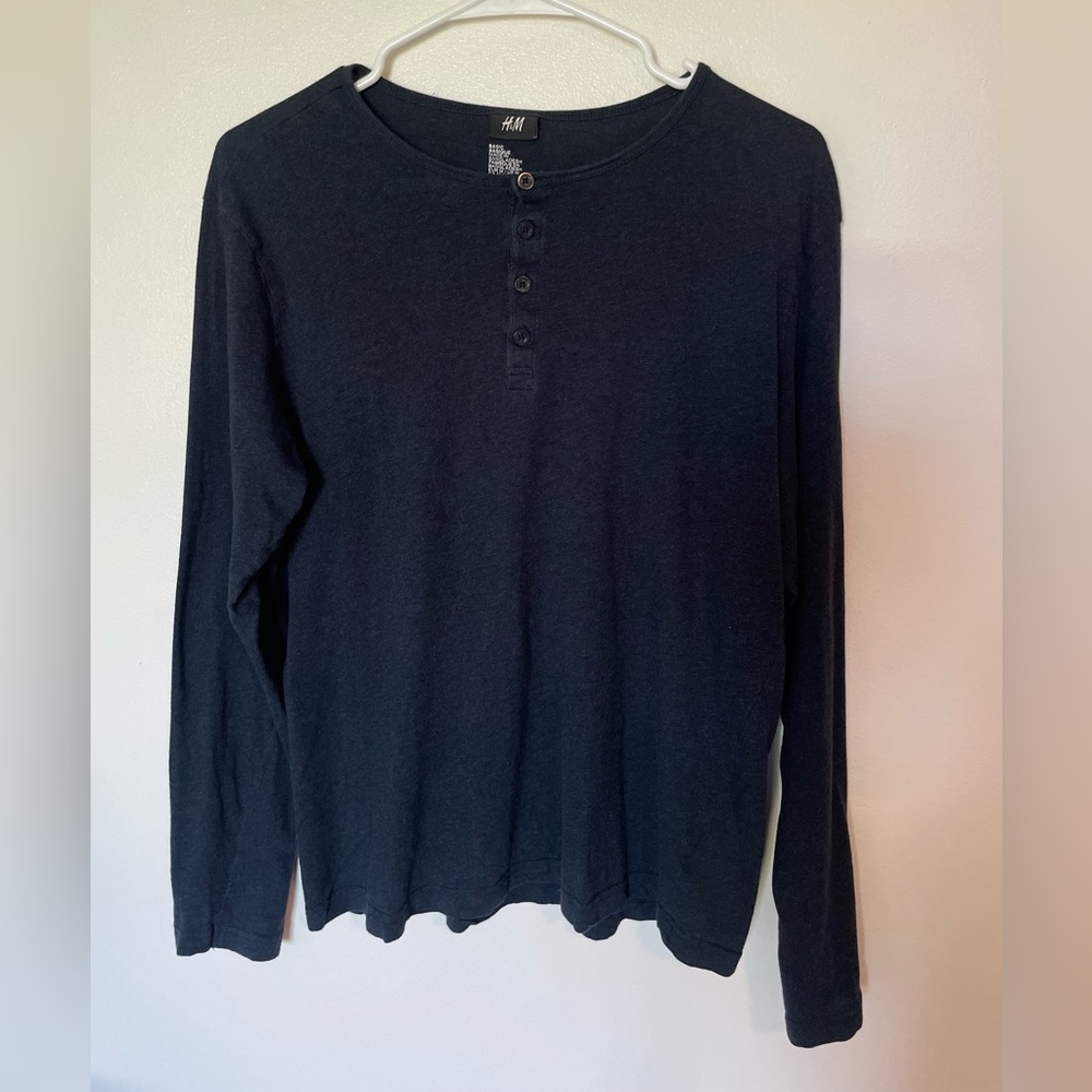 H&M Men’s Navy Casual Basic Long Sleeve